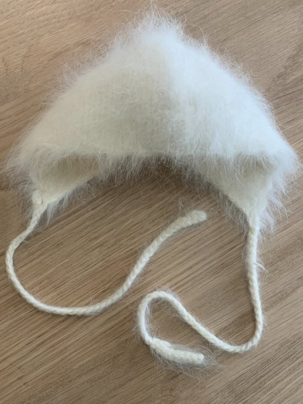 Vintage Handmade Angora Baby Bonnet heirloom cottage core photo prop